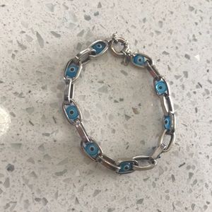14k white gold evil eye bracelet